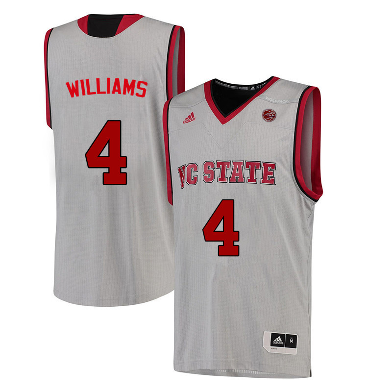 Men NC State Wolfpack #4 Ashley Williams College Basketball Jerseys-White